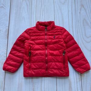 Polo Ralph Lauren Boys Size 4/4T Puffer Insulated Jacket Zipper Pockets Red